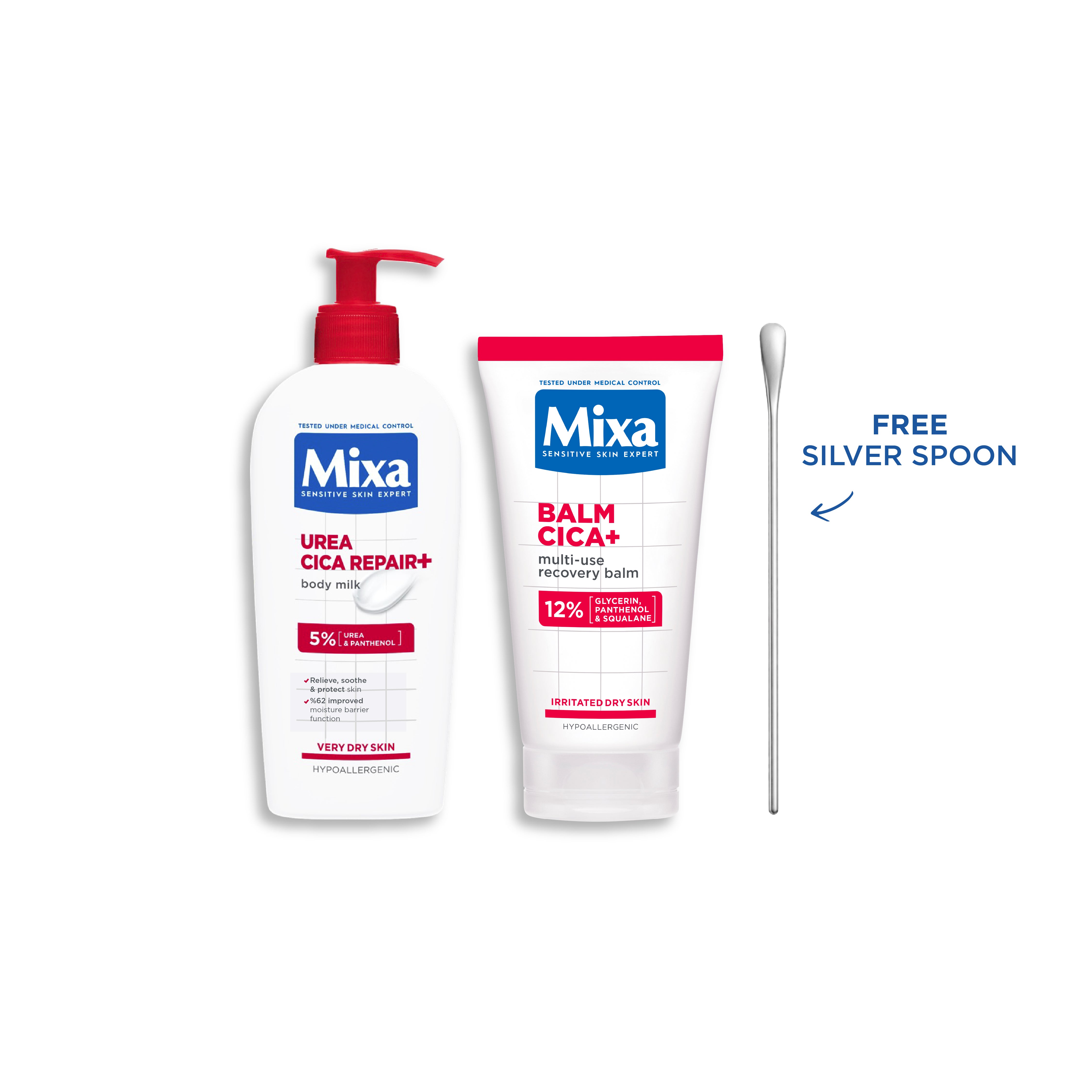 Mixa Cica Repair Skincare Bundle - 250mL Body Milk + 50mL Cica+ Balm